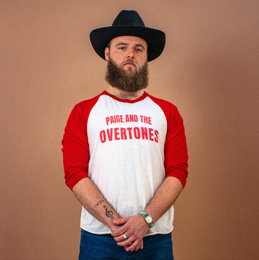 Overtones Red 3/4 sleeve raglan shirt