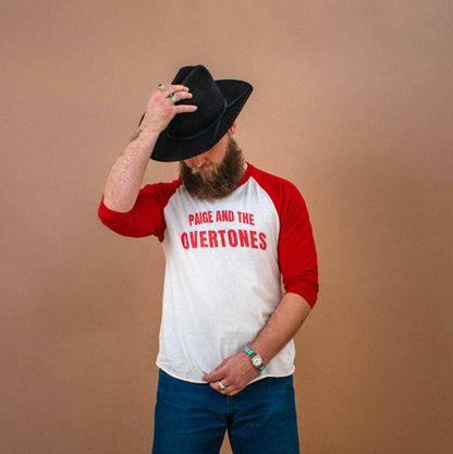 Overtones Red 3/4 sleeve raglan shirt