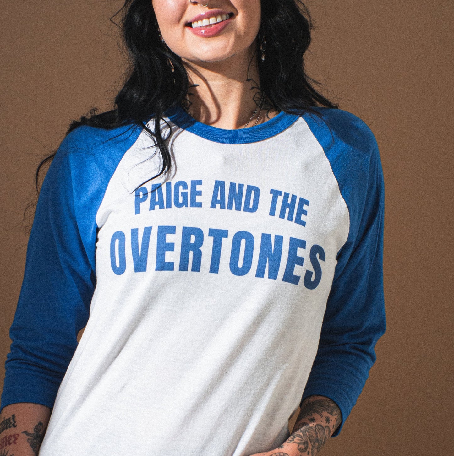 Overtones Blue 3/4 sleeve raglan shirt