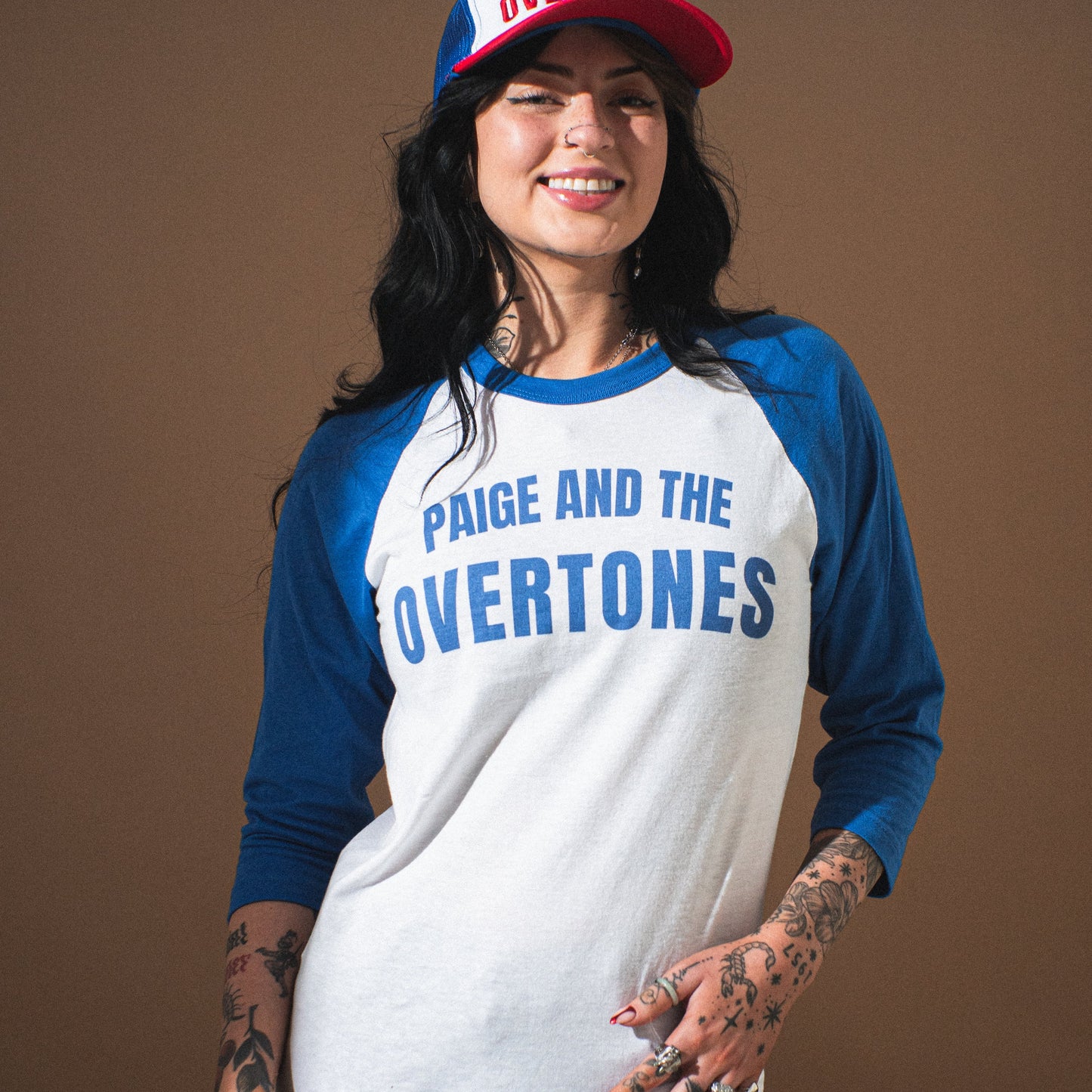 Overtones Blue 3/4 sleeve raglan shirt