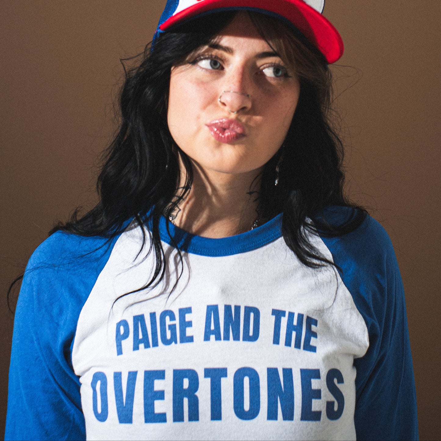 Overtones Blue 3/4 sleeve raglan shirt
